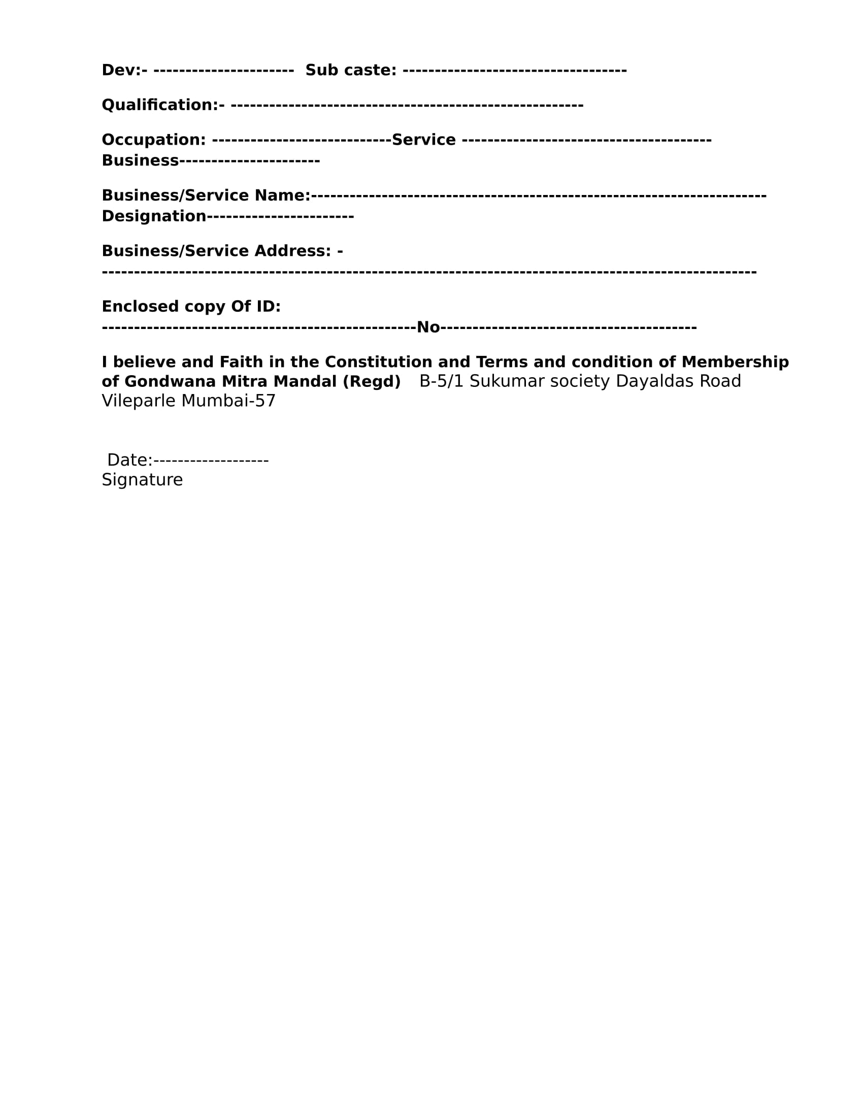 Membership – Gondwana Mitramandal